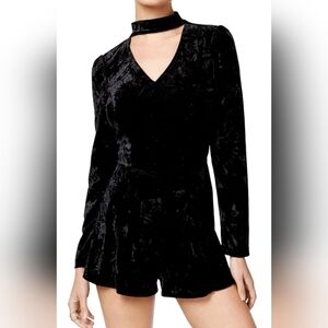 BeBop Black Crushed Velvet Choker Romper Women's S